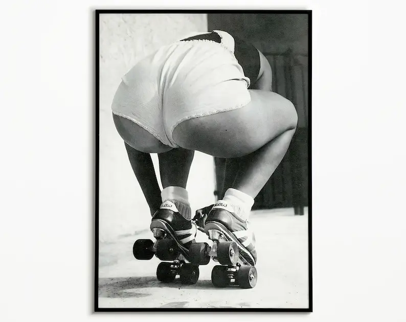 Hot Girl With Roller Skater Vintage Sexy Photography Poster