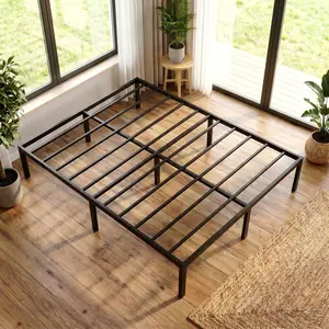 MUTICOR 12/18 Inch High Metal Platform Bed Frame with Storage Space – Twin/Full/Queen/King Sizes, No Box Spring Needed, Easy Assembly – White/Black