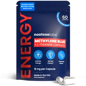 Nootose Labs Methylene Blue + L-Theanine Capsules 12mg per Capsule - 60 Pills - Pharmaceutical Grade for Mental Clarity Focus Clean Energy