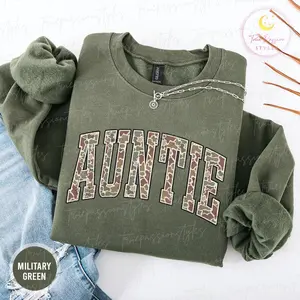 Camouflage Auntie Sweatshirt Mothers Day Gift Aunt Gift Retro Camo Aunt Sweater New Aunt Cozy Crewneck Sweatshirt