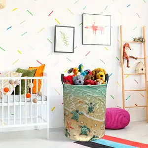 Foldable Large-capacity Turtle-pattern Laundry Basket - Thick Oxford Fabric, Sturdy Handle, Suitable for Home, Bedroom, Bathroom and Outdoor Clothing and Toy Storage