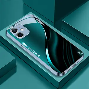 Suitable for [iPhone 12 Mini] High-end simple silk metal blue glass mobile phone case affordable full shockproof drop-proof wear-resistant 995