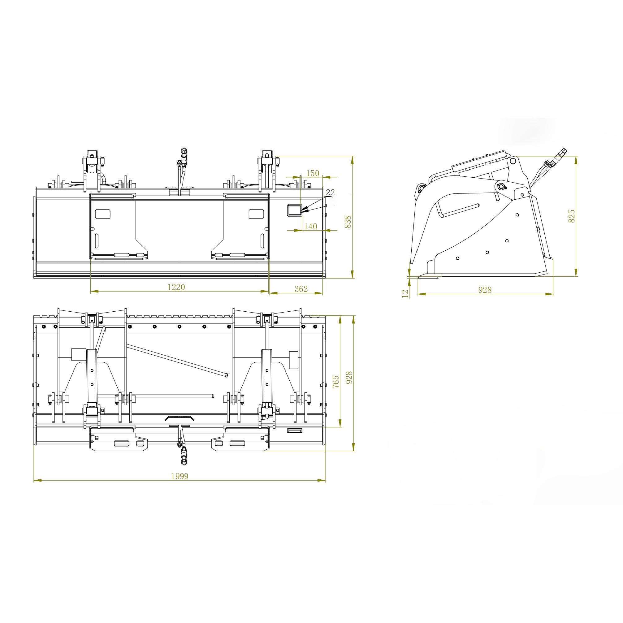 Landy Attachments Skid Steer 78" Industrial Grapple Bucket Attachment with Two-Cylinder