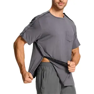 Post Shoulder Surgery Shirts, Men's Short Sleeve Shirt with Premium Snap, Chemo Clothing, Rotator Cuff Clothing After Surgery