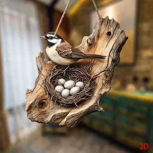 Wooden Creative Bird 2D Wall Decoration Pendant