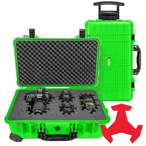 Eylar 22" Carry-On Roller Hard Case Equipped With Ragar Reconfigurable & Reusable XP Crosslinked Foam Insert, Waterproof, Shockproof For Equipment, Drones And Cameras, TSA Standard (2 Ragar Layers)-Neon Green