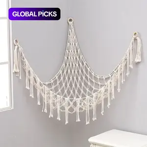 Plush Toy Net, 1 Count Hand-woven Rope Wall Mounted Triangular Toy Storage Corner Basket Organizer, Home Organizer for Living Room Bedroom Dormitory Hanging Baskets #GLOBAL PICKS