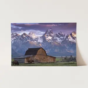 Trendy Poster-Old Barn in Grand Teton National Park Mountain Landscape Wall Art Poster Print Decor Room Colorful Gifts Ornaments Decoration