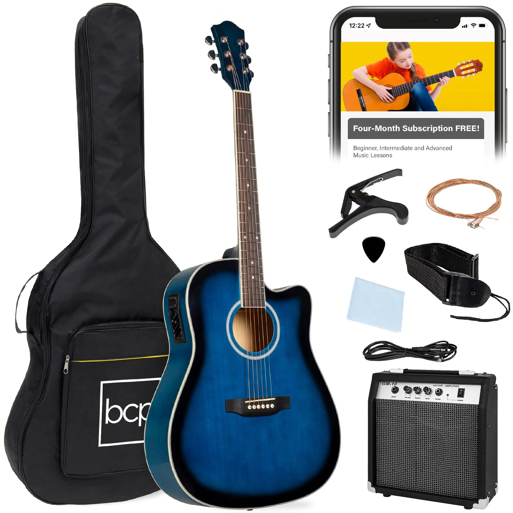 Best Choice Products Beginner Acoustic Electric Guitar Starter Set 41in w/ All Wood Cutaway Design, Case Best Choice Products Beginner Acoustic Electric Guitar Starter Set 41in w/ All Wood Cutaway Design, Case