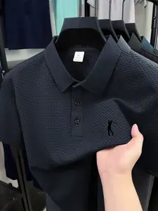 Golf Course Men's Polo Professional Quick Drying Elite Social Robe Men's Ice Feel Quick Drying Casual Golf Polo Shirt, Polyester Spandex Blended Summer Moisture wicking Sweat Golf Apparel Golfing Shirt