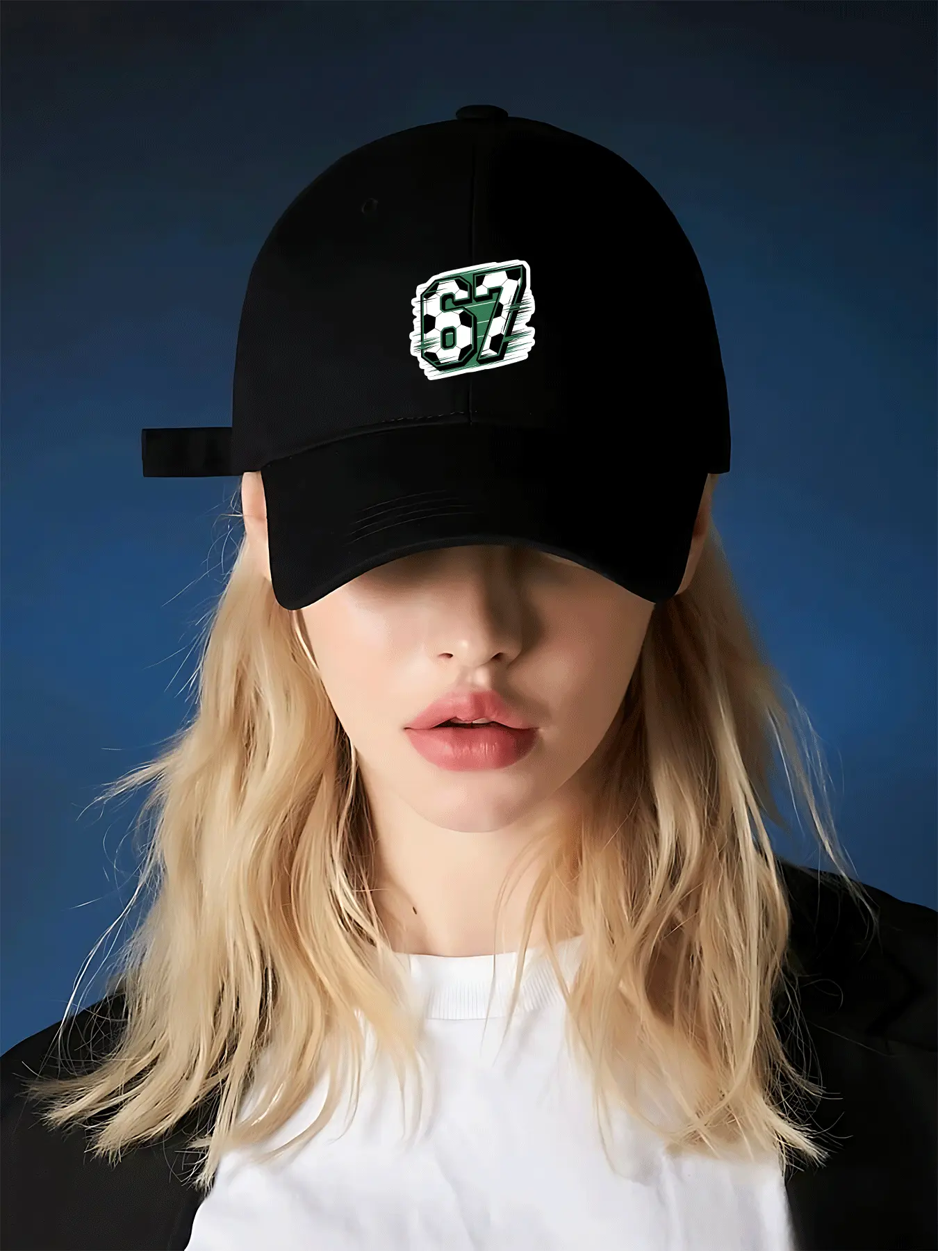 Soccer 67 Graphic Adjustable Baseball Cap  Sports Style Pattern Print Casual Adjustable Velcro Strap Dad Hat， Breathable  for Outdoor Running， Daily Use  Unique Gift for Soccer Fans & Sports Lovers