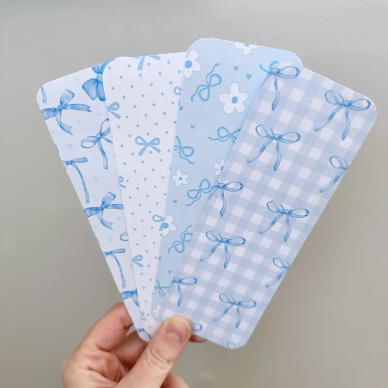 Blue Coquette Bows Bookmarks | Bookish Merch | Decorative Bookmark cardstock bookmark