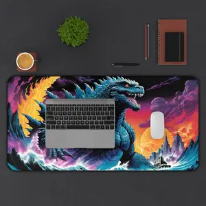 Godzilla Kaiju Desk Mat  Monster Mouse Pad  Japanese Art Deskmat  Electric Godzilla Gift, Gaming Work Mat, NYC Inspired Office Decor,