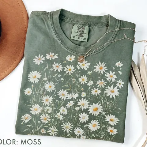 Comfort Colors Daisy Flower T-shirt, Wildflowers Tshirt, Cottagecore Floral Tee, Botanical T-shirt, Nature Aesthetic Tee, April Birth Flower Gift