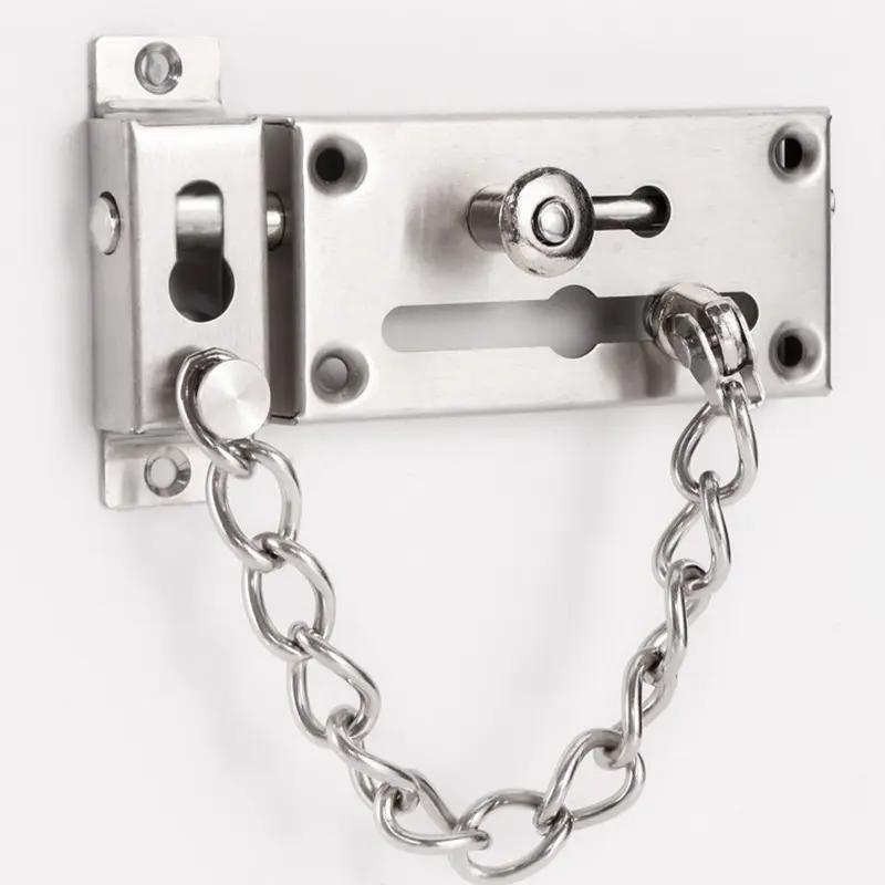Heavy-Duty Stainless Steel Security Door Chain Lock, Door Hardware, Anti-Theft Fireproof, Includes Installation Screws, Ideal for Home & Hotel Safety
