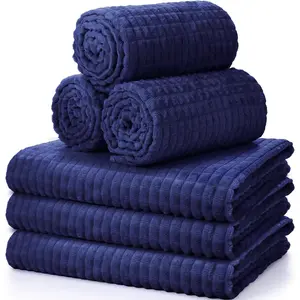 6 count Flannel Sleepover Party Throw Blanket Bulk 50 x 60 Inch Oeko-tex Standard 100 Certified Wedding Throw Blanket  Jacquard Grid Design for Donation Homeless (Blue)