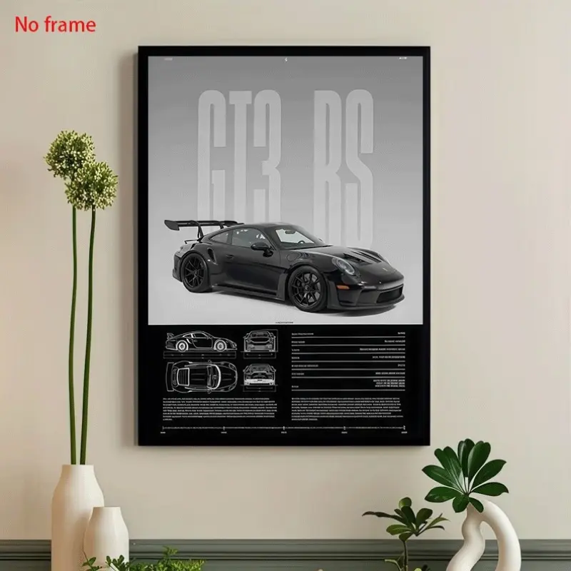 PC frameless Porsche GT3 RS artistic decoration Modern Home Decor, Decoration Items, Aesthetic wall decor, Western Wall Art printed poster, Canvas Art Prints, suitable for living room, bedroom, office wall decor, a perfect gift, 12 inches x 16 inches