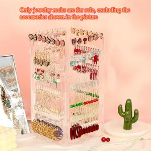 [Rotating jewelry storage box] 360-degree rotating 5-layer transparent jewelry storage box | Durable plastic earrings, necklaces and bracelet boxes for untwisted storage