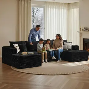 OOSWIFT 135 "Sofá en forma de U extragrande con chaise – Conjunto modular moderno sin estructura rígida, incluye 6 almohadas suaves y sillas lounge, tela de pana acolchada para sala y espacios grandes, regalo de Navidad"