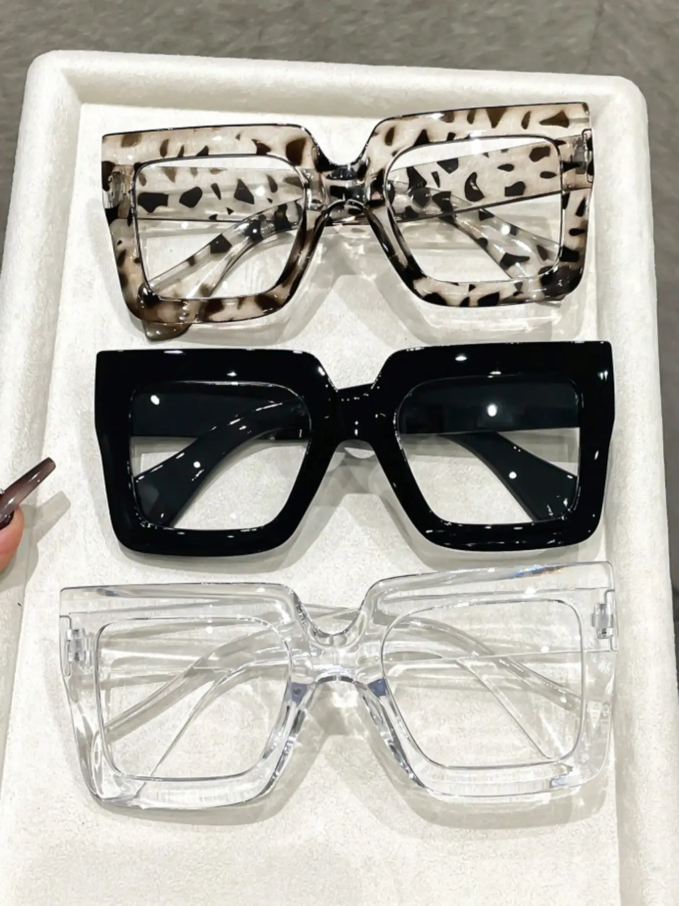 Unisex Fashion Classic Large Frame Glasses Set, Square Frame Glasses, Trendy Casual Frames, Leopard Pattern Eyeglasses, Casual College Style Eyewear for Daily Wear, Stylish Clothing Accessories