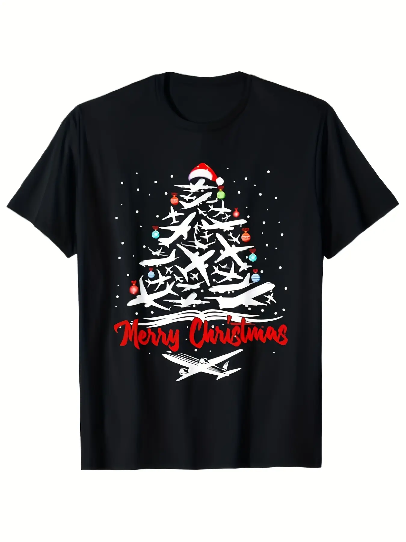 Men's  Women's Aviation-Themed Airplane Christmas unisex soft cotton short sleeve t shirt, vintage graphic casual tee for men women teens, perfect birthday holiday gift for camping travel gym daily street  wear