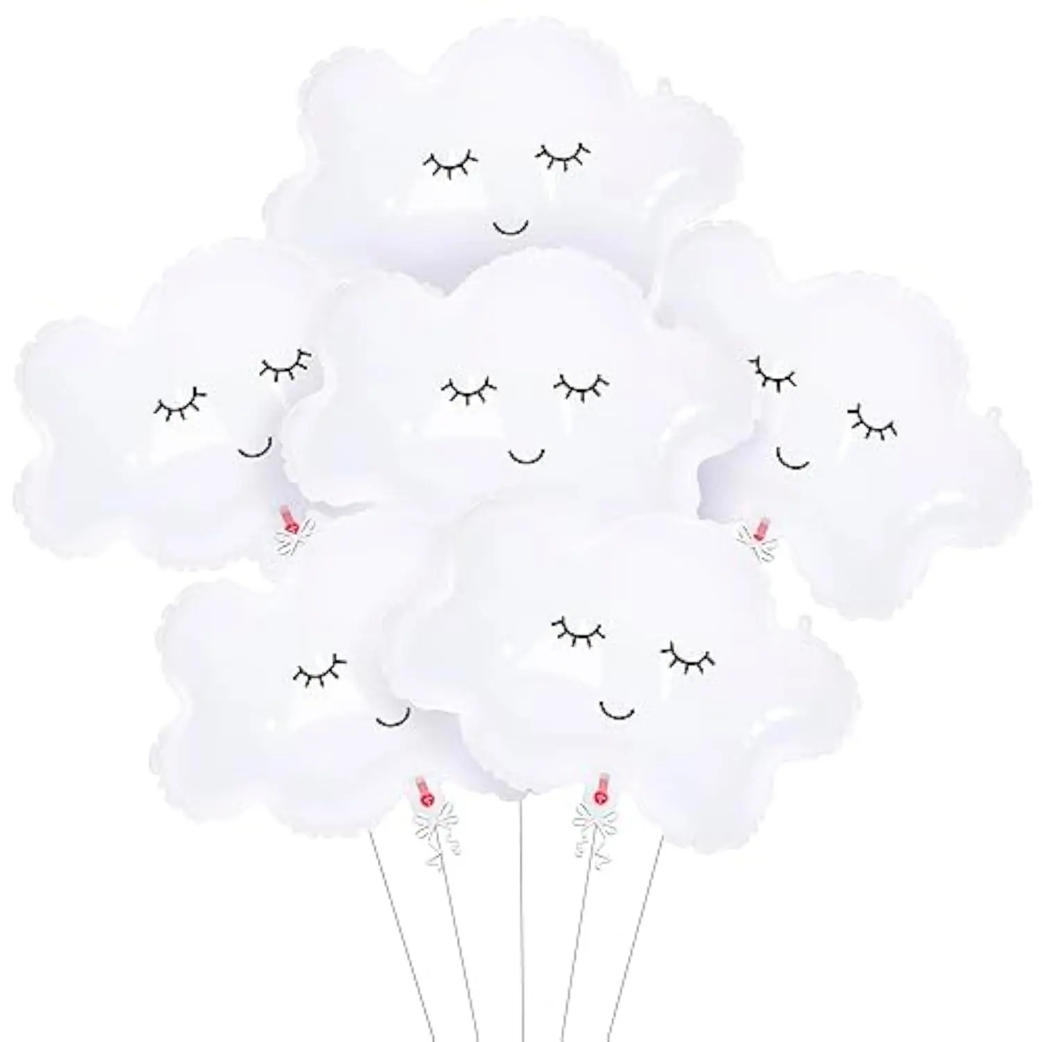 Smiling Cloud Balloons Set - Huge30 InchPack Of 6 | Cloud Balloon Kit For Cloud 9 Decorations | Cloud Party Supplies For Happy Cloud Baby Shower DecorationsSky Party Decorations