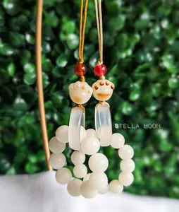 White Chalcedony Paw Accessory, Stone Key Wristlet, Red Bead, Bag Charm, Keychain Ring Holder, Healing Gem, Crystal Bead, Chakra, Phone Charm cute keychain