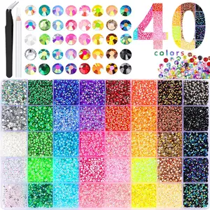 32000Pcs 40-Color Resin Rhinestones Set for Women Crafting Bedazzling, Multicolor Flatback Gems 3mm with Pickup Pen Tweezers Jewelry, Diamond Nails Bedazzler Kit Supplies for Nail Art Decoration Accessories Tumblers Shoes Clothes Jewels DIY Tools Gift