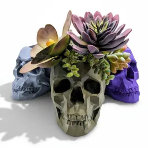 Modern Skull Planter – Geometric Skull Pot for Succulents & Home or Office Décor