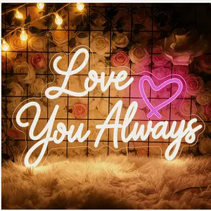 Love You Always Neon Light Signs, Wedding Check‑in, Wedding Room Atmosphere Decor, Suitable for Garden Wedding,  Birthdays,Graduation Season,Valentine's Day, Mother's Day, Birthday ,Anniversary Background Wall Decoration