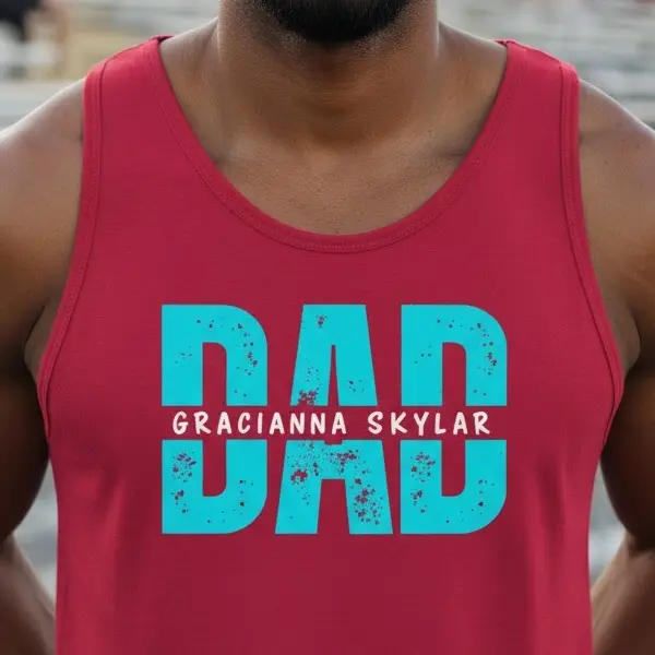 Men's Unisex Regular Sleeveless Tee - Menswear Solid Print Fabric Tank Top, Personalized Dad Gift with 1-6 Kids/Family Name Customization, Soft Cotton, Lightweight Hang, Athletic Casual, All-Seasons for Father’s Day