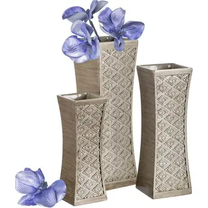 Dublin Silver Vases Set of 3 - Centerpieces for Dining Room Table, Decorative Vases Home Decor Accents for Living Room, Bedroom, Kitchen, Coffee Table Decor - Packaged in Gift Box