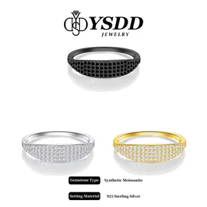 【#433 Signet Band】Fashion Full Moissanite Band Pinky Finger Ring vvs Synthetic Moissanite Rings in 925 Sterling Silver