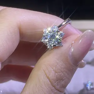 【#31】(Ting)925 Sterling Silver Snowflake Round Cut Ring