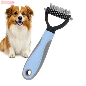 Double Sided Dematting Comb Undercoat Rake Safe Knot Tangle Remover For Long Haired Dog Cat Home Pet Grooming Deshedding Brush Shedding Season Supplies