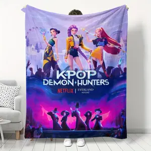 Vibrant Demon Hunter Flannel Blanket, Digital Print Throw, Perfect Gift for Best Friends, Home Use, Gift Blanket, 1 Piece