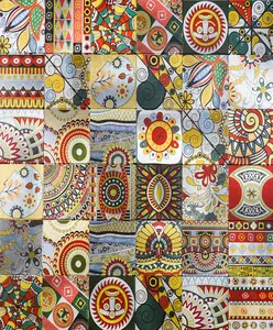 10pcs Bohemian Tonka Style Tiles Self-Adhesive Wall Stickers, Art Retro Mosaic Wall Stickers, Indian Nation Style Parquet Tiles, Waterproof Home Background Wall Decoration