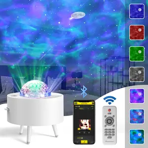 Ocean Wave Projector – Water Light Projector for Bedroom, Kids Room Decor – Ocean Galaxy Night Light with Bluetooth Speaker - Starry Light with 9 Planet, Star, Water Wave Effect