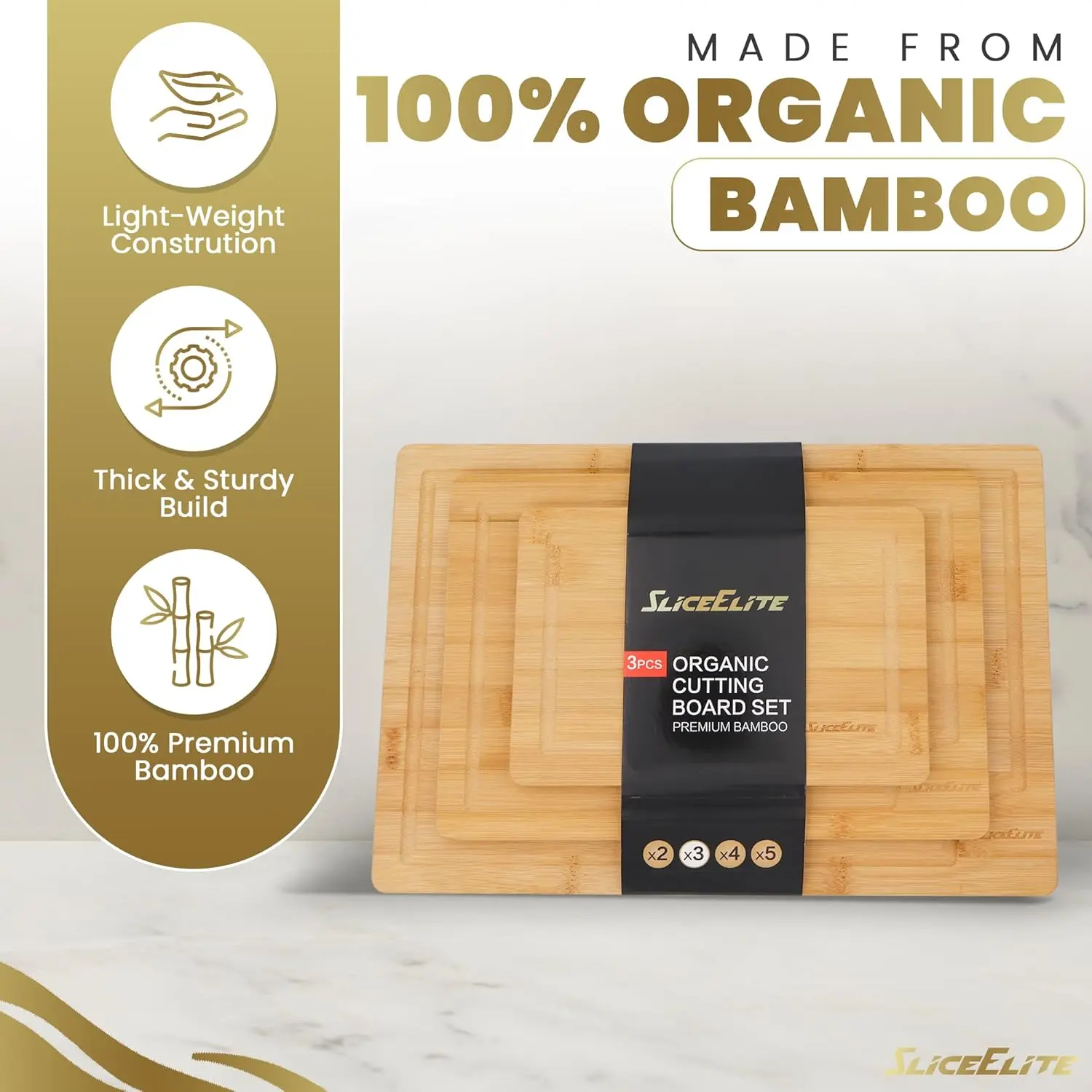Original 3 PC Bamboo cutting board set