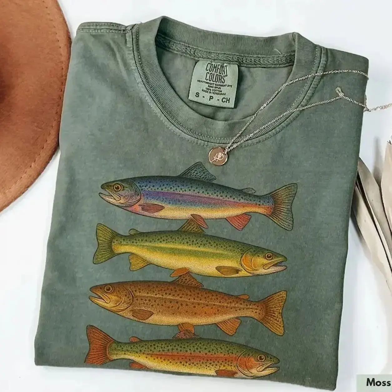 Comfort Colors Trout Fish Shirt, Vintage Fish Shirt, Retro Fish Tee, Fishing Tee, Fishermen, Comfort Colors Graphic Tee, Casual Outfit, Vintage Wash Shirt, Comfortable Menswear & Womenswear Top, May1