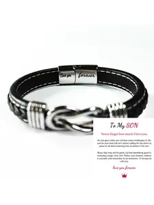 Fashionable Commuter Bracelet for Men, Leather Strap Magnetic Buckle, High-End Jewelry Gift for Father's Day, All Seasons Accessory, Magnetic Closure, Unisex Design