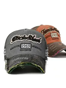 1pc Men Women Adjustable Baseball Cap, Vintage Street Style Patchwork Design, All-Seasons Unisex Hat, Durable & Comfortable Fit