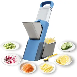 Upgrade Safe Mandoline Slicer for Kitchen,Adjustable Manual Vegetable Food Chopper Onion Potato Fries Cutter, Veggie Salad Julienne + Dicer, with Draining basket, Kitchen Chopping Artifact, Gift