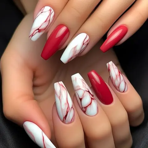 Marble Pattern Fake Nails with Nail File & Tape, 24pcs Long Square False Nails for Women & Girls DIY Nail Art Design, Effortless Press on Nails Set, Decorative Nails, Nail Art Products