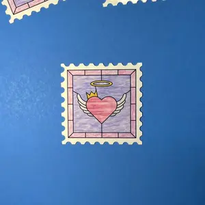 angel heart postage stamp sticker