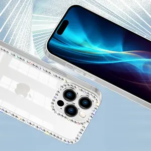 Luxury Bling Rhinestone Diamond iPhone Case, Clear Glitter Sparkle 3D Gem Design, Soft Silicone Shockproof Anti‑Drop Protective Cover, Cute Fashion Girly Case for Women Girls, Fit iPhone 12 13 14 15 16 17 Pro ProMax Plus Perfect Gift for Her/Him