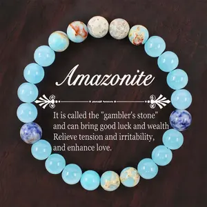 Bohemian Natural Aquamarine Gemstone Bracelet Charm Natural Stone Beads Bracelet Vintage Lucky Aquamarine Stone Bracelet Comfortable Wealth Beads Chain Bracelet Wedding Party Jewelry Gift