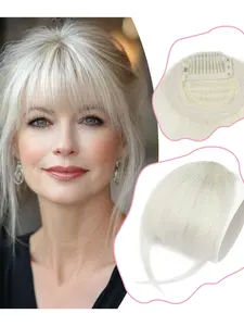 Real Hair Bangs Clip-In French Bangs, Natural Looking Human Hair Extensions, Easy to Use Frontal Fringe Pieces for Women