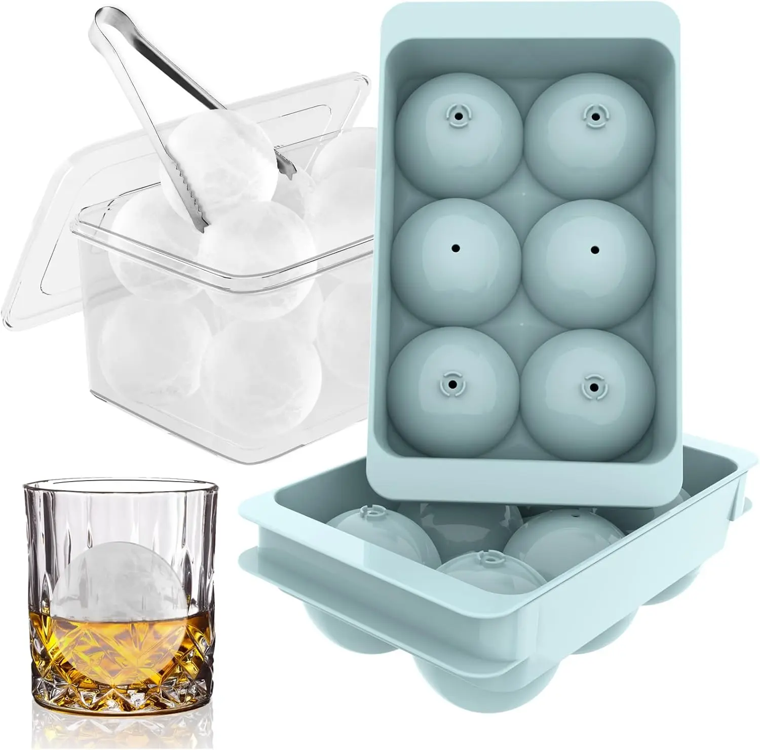 Summervibes  [Hot Seller] WIBIMEN Large Ball Ice Cube Tray, 1.9 Inch, Easy to Fill and Release, Suitable for Whiskey Cocktails - Kitchen Utensils