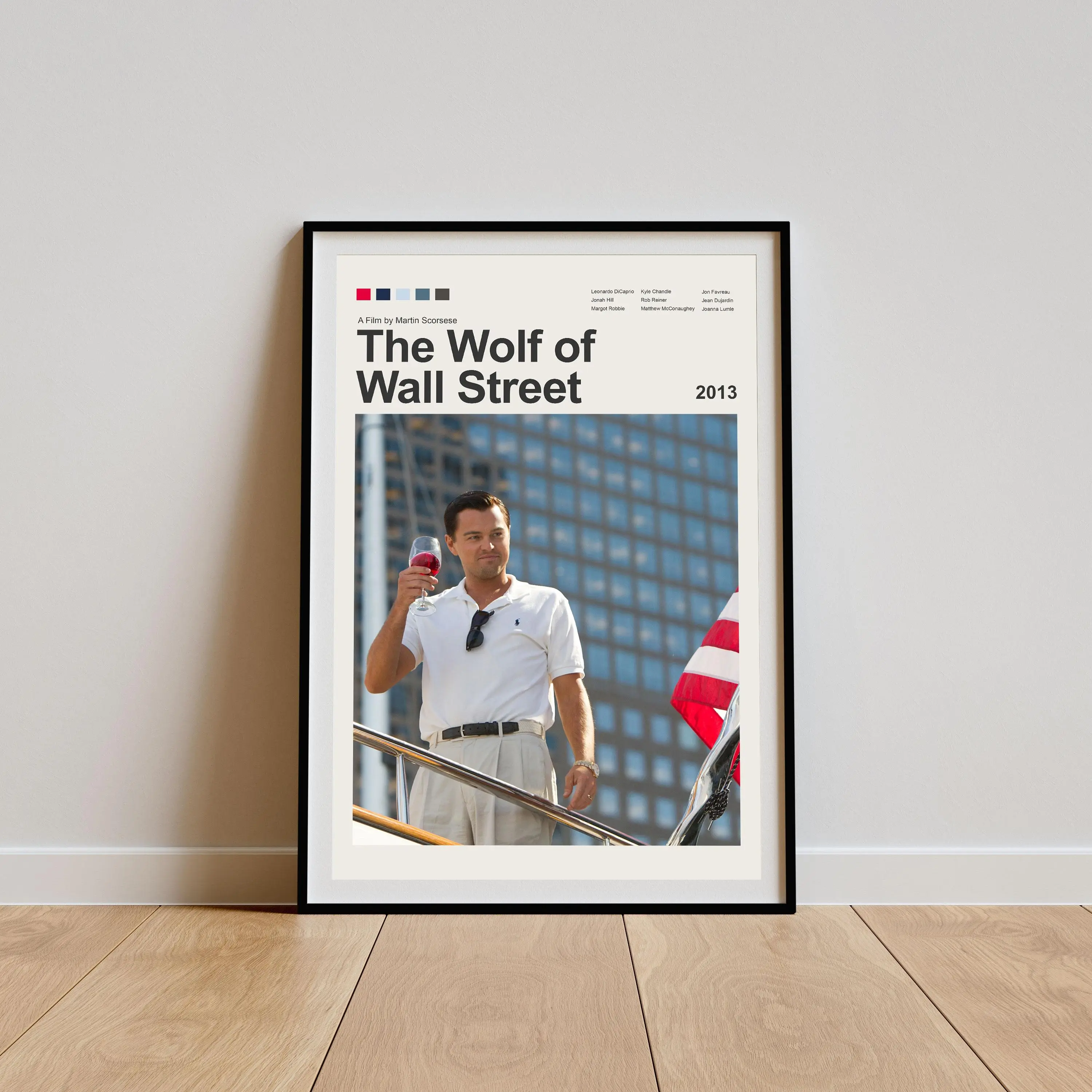 The Wolf of Wall Street Leonardo DiCaprio Yacht Canvas Wall Art, Mid‑Century Modern Movie Poster Print, Retro Film Bedroom Decor Unframed Canvas Poster, Frame Not Included